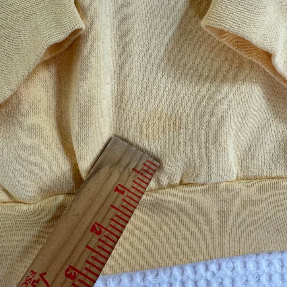 Womens Pale Yellow Butterfly Embroidered Crewneck Sweatshirt Rhinestone Sz L - Picture 6 of 11